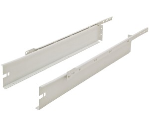 Hafele 558.54.735 Drawer Side Runner, Self-Closing, 4-1/2" Height, 3/4 Extension, 14" Length, Steel, White