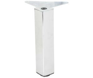 Hafele 634.13.220 Furniture Foot, Square, 250 mm Height, Steel, Polished Chrome, Set of 4 Pieces