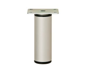 Hafele 634.16.411 Furniture Foot, Round, 100 mm Height, Aluminum, Matt Nickel, Set of 4 Pieces