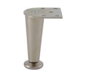 Hafele 634.28.602 Furniture Foot, 100 mm Height, Aluminum, Matt Nickel, Bag of 2 Pieces