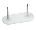 Hafele 650.05.719 Furniture Glide, Knock-In, Two Nail, Dimensions (L x W x H): 44 mm x 16 mm x 5 mm, White