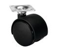 Hafele 660.04.331 Twin Wheel Caster, Plate Mount, without Brake, 77 lbs Load-Bearing Capacity, 40 mm Diameter, Black