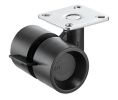 Hafele 660.33.371 Twin Wheel Caster, Free-Running, with Brake, 77 lbs Load-Bearing Capacity, 40 mm Diameter, Black, 2 Pieces