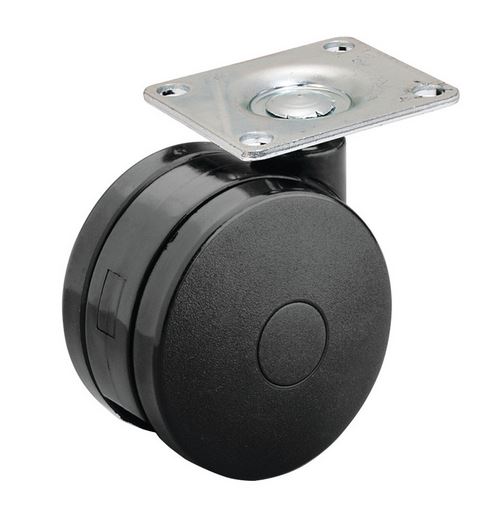 Hafele 660.57.321 Large Twin Wheel Caster, Plate Mount, without Brake, (3") 76 mm Diameter