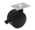 Hafele 660.58.321 Large Twin Wheel Caster, Plate Mount, with Brake, Wheel Diameter: 76 mm