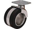 Hafele 661.24.201 Caster, Plate Mount, 110 lbs Load-Bearing Capacity, 68 mm Diameter, without Brake, Chrome/Black
