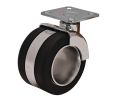 Hafele 661.24.204 Caster, Plate Mount, 110 lbs Load-Bearing Capacity, 68 mm Diameter, with Brake, Chrome/Black