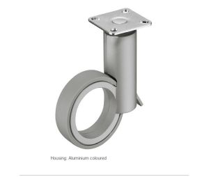 Hafele 661.88.901 Caster, No Hub, 110 lbs Load-Bearing Capacity, 67 mm Diameter, With Screw-On Plate, With Brake, Gray Wheel, 2 Pieces