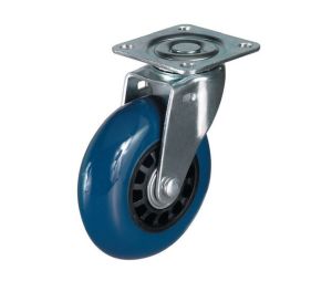 Hafele 663.24.821 Swiveling Caster, Plate Mount, 88 lbs Load-Bearing Capacity, 75 mm Diameter, Blue