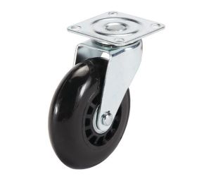 Hafele 663.24.921 Swiveling Caster, Plate Mount, 88 lbs Load-Bearing Capacity, 75 mm Diameter, Black