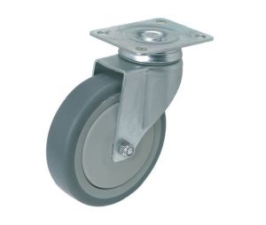Hafele 670.12.902 Swiveling Caster, Plate Mount, 198 lbs Load Bearing Capacity, 125 mm Diameter, Without Brake, Gray