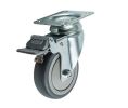 Hafele 670.13.901 Swiveling Caster, Plate Mount, 70kg Load Bearing Capacity, 100 mm (4") Diameter, With Brake, Gray