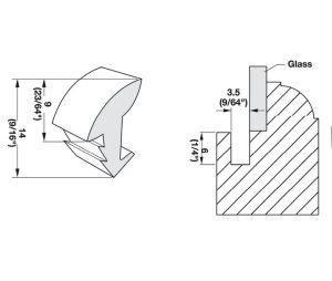 Hafele 706.62.411 Panel Retainer, Taller Profile, Transparent
