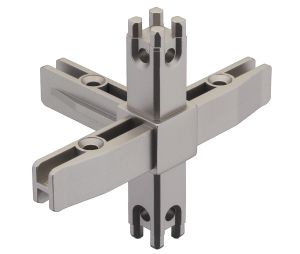 Hafele 793.05.083 Corner Joint, for multi-level shelf system, 5-sided, Aluminum, Stainless Steel