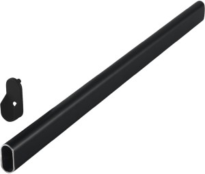 Hafele 801.13.367 Oval Wardrobe Tube, With Supports, 756 mm (29-3/4") Length, Aluminum, Black, Set