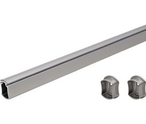 Hafele 801.78.491 Wardrobe Tube with End Supports, Tag Signature Collection, 17-3/4", Matt Aluminum, Set