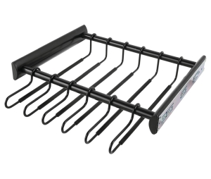Hafele 805.58.431 12 Hanger Pants Rack Pull-out, TAG Synergy Collection, With Full Extension Slide, 457 mm (18") Length, Anodized Aluminum, Black