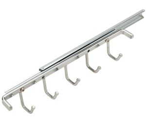 Hafele 807.53.250 Belt Rack with Slide, 5 Hook, 11" with 5-1/2" Extension Slide, Chrome-Plated