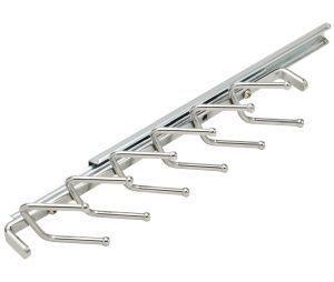 Hafele 807.53.260 Tie Rack with Slide, 12 Hook, 11" with 5-3/4" Extension Slide, Chrome-Plated