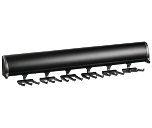 Hafele 807.67.503 Tie Rack, TAG Synergy Elite Collection, 18 Hook, With Full Extension Slide, 352 mm (13-7/8") Length, Anodized Aluminum, Black
