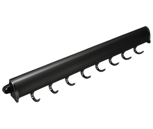 Hafele 807.67.585 Fixed Accessory Rack, TAG Synergy Elite Collection, 8 Hook, 489 mm (19-1/4") Length, Anodized Aluminum, Black