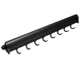 Hafele 807.67.585 Fixed Accessory Rack, TAG Synergy Elite Collection, 8 Hook, 489 mm (19-1/4") Length, Anodized Aluminum, Black
