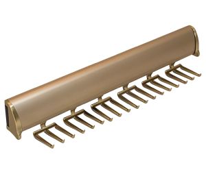 Hafele 807.67.904 Tie Rack, Tag Synergy Elite Collection, 18 Hook, 13-7/8", Matt Gold