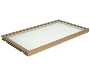 Hafele 807.76.810 Shelf, Tag Illuminated Glass Shelf, 18" Width, 13-3/4" Depth, Cool White, Matt Gold
