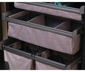 Hafele 807.77.024 Divided Deep Drawer, TAG ENGAGE, 915 mm (36") Width, Matt Aluminum with Slate Fabric