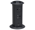 Hafele 822.09.409 Pop-Up Power Station, 2 AC Grounded Outlets, 2 USBs, 1 USB-A Port @ 10.5 Watts and 1 USB-C Port @ 12 Watts, Plastic, Black