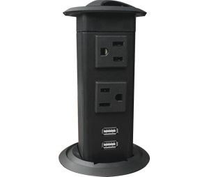 Hafele 822.99.340 Pop-Up Power Station, AC, USB 2.1A, Plastic, Black