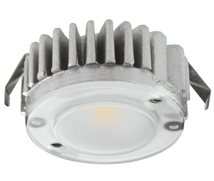 Hafele 833.72.562 Modular Puck Light, Häfele Loox5 LED 2040 12 V, 1.5 Watts, 35 mm (1-3/8"), CRI>90, IP20/45, Cool White 4000 K, Aluminum, Silver Colored