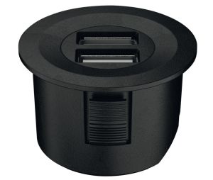 Hafele 833.73.751 USB Converter, Häfele Loox ESC 2001 Modular, Round, for 12 V system, Matt Black