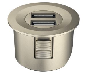 Hafele 833.73.753 USB Converter, Häfele Loox ESC 2001 Modular, Round, for 12 V system, Nickel-Plated