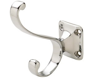 Hafele 845.08.220 Hat & Coat Hook, 32 mm x 78 mm x 91 mm (1-1/4" x 3-1/16" x 3-9/16") Width x Depth x Height, Zinc, Polished Chrome