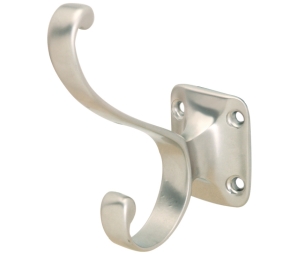 Hafele 845.08.620 Hat & Coat Hook, 32 mm x 78 mm x 91 mm (1-1/4" x 3-1/16" x 3-9/16") Width x Depth x Height, Zinc, Matt Nickel