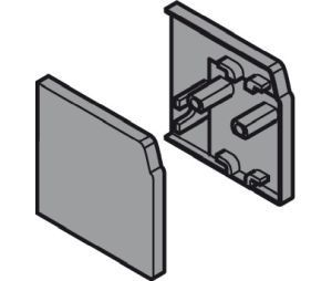Hafele 940.40.067 Cover Caps, For Angle Profile, Hawa-Junior 40, Plastic, Anthracite Grey, 1 Pair