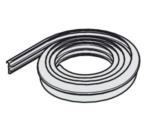 Hafele 940.41.063 Rubber profile, For fixed glass panels (10-12 mm), for Hawa Junior, Purolino-Plus, Puro, 10 m (32' 9/16"), Black