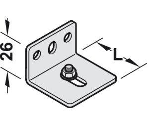 Hafele 940.42.061 Mounting bracket, with screw and nut, for Slido Classic, 26 mm Height, Steel, Zinc plated