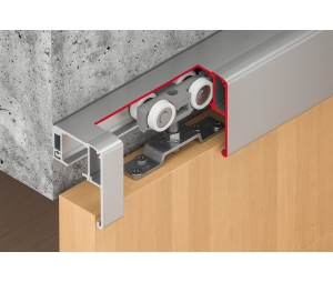 Hafele 940.42.066 Sliding Door Hardware, Slido D-Line11 50P, Set without Running Track, With Soft and Self Closing Mechanism on One Side, For 1-Leaf Wooden Sliding Doors, Ceiling Installation and Wall Mounting, Set