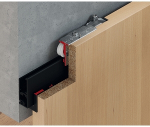 Hafele 940.42.069 Sliding Door Fitting, Slido D-Line41 80X, With Soft and Self Closing Mechanism on Both Sides, For 1 Door, For Door Weight = 80 kg (176 lbs.), Set