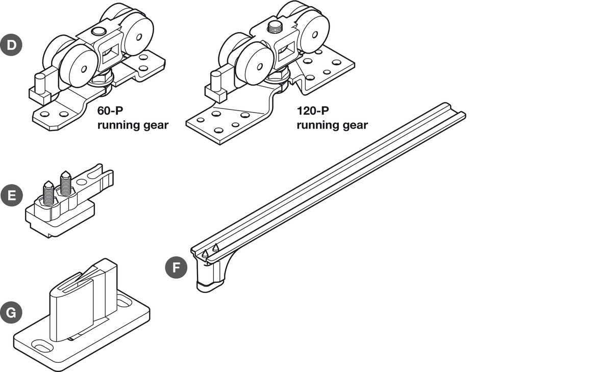 Hafele 940.82.563 Sliding Door Hardware, Slido Classic 80P, With Soft