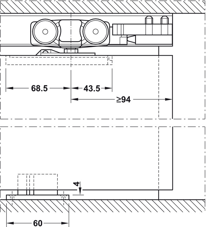 Hafele 940.82.125 Sliding Door Hardware, Slido Classic 80P, With Soft Close on both sides, Set