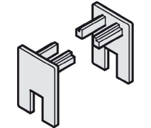 Hafele 940.43.065 End Cap Set, For Glass Clamping Shoe, for glass thickness 12.7 mm (1/2"), Plastic, Silver colored