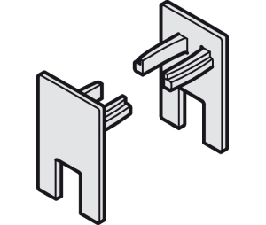 Hafele 940.43.455 End Cap Set, For Glass Clamp Shoe Set, For Hafele Slido D-Line11, For Glass Thickness 8-8.7 mm (5/16" - 11/32") and 10-10.7 mm (25/64" - 27/64"), Plastic, Silver Colored