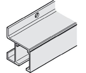 Hafele 940.43.930 Single Running Track, Pre-drilled, 47.5 x 47 mm Width x Height, 9' 10-1/8" (3 m) Length, Aluminum, Silver Colored Anodized