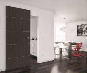 Hafele 940.59.009 Sliding Door Hardware, Slido Design 80-M, 5' 10-7/8" Length, Set with running track for 1 door