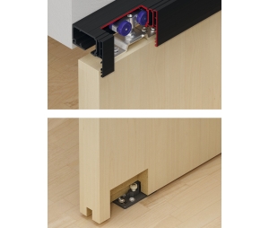 Hafele 940.60.134 Sliding Door Fitting, Hawa Porta 60 H/HC, For 1 and 2-Leaf Wooden Sliding Doors, Ceiling and Wall Installation, For Door Weight up to 60 kg (132 lbs.), Black, Set