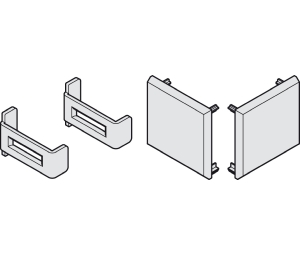 Hafele 940.60.409 End Cap Set, With Safety Clip for Aluminum Panel, For Hawa Porta, Plastic, Black