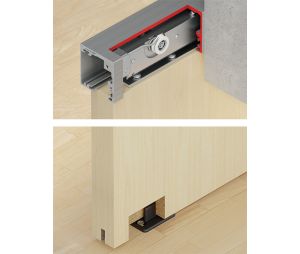 Hafele 940.67.043 Fitting Set, Slido Classic 120-F, For 1 or 2 sliding wood doors, Aluminum, Black Anodized